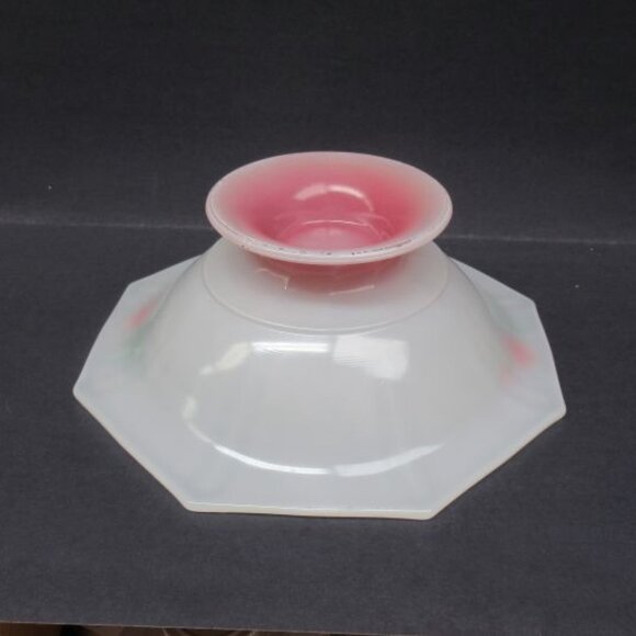 Westmoreland Glass Frosted RED TULIP Accent 9 1/4 Inch Footed Octagonal Bowl - Picture 4 of 4